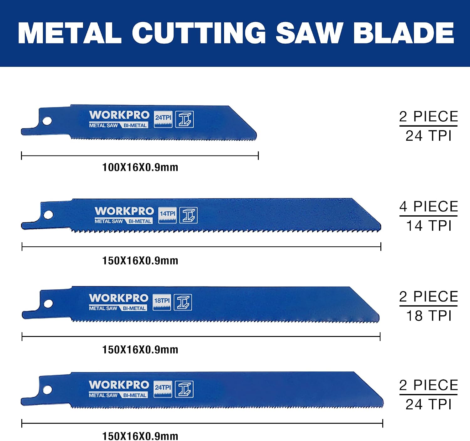 Thumbnail 1 de WORKPRO 32-Piece Reciprocating Sabre Saw Blades Set for Wood & Metal (with organiser pouch)