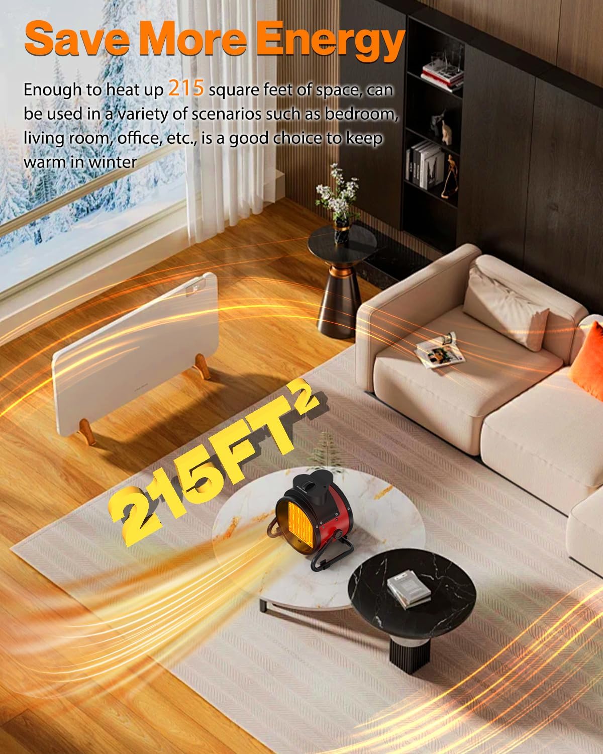 Detalle 2 de SEEYANG YXC-150R 1500W Portable Electric Heater, 3 Modes, Red