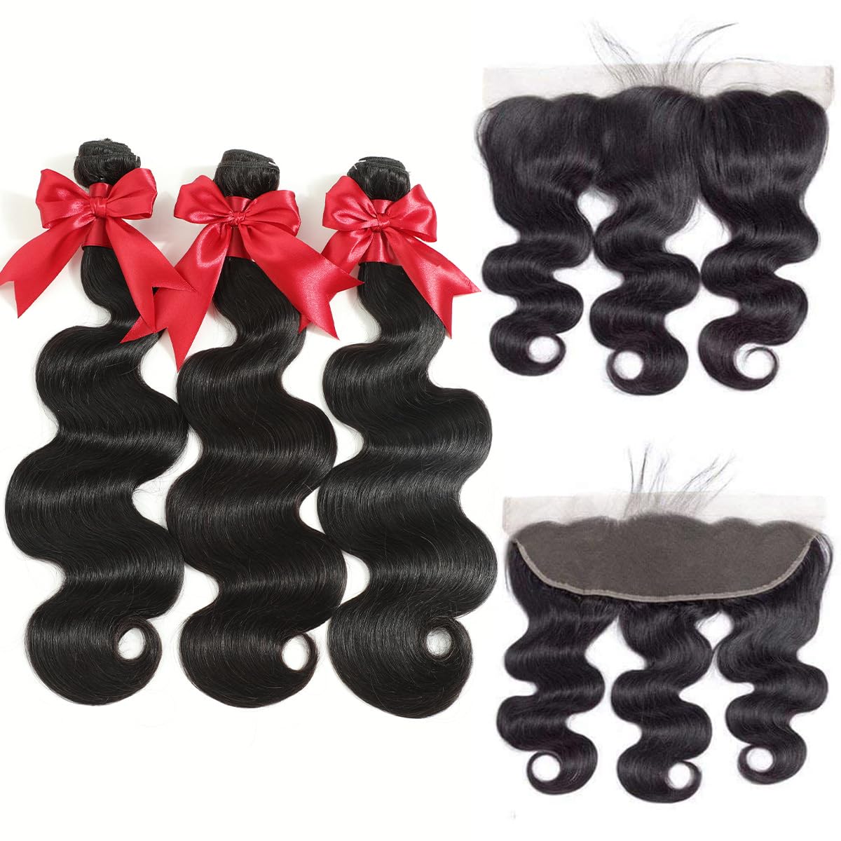 Detalle 2 de 12A Human Hair Bundles 13x4 HD Frontal