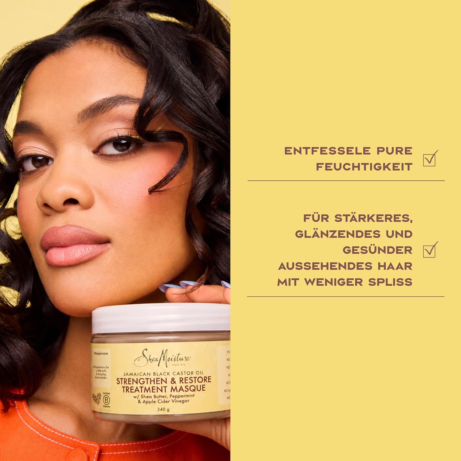 Thumbnail 6 de SheaMoisture Jamaican Black Castor Oil Strengthen & Restore Treatment Masque (Sheabutter/Pfefferminze/Apfelessig), 355 ml