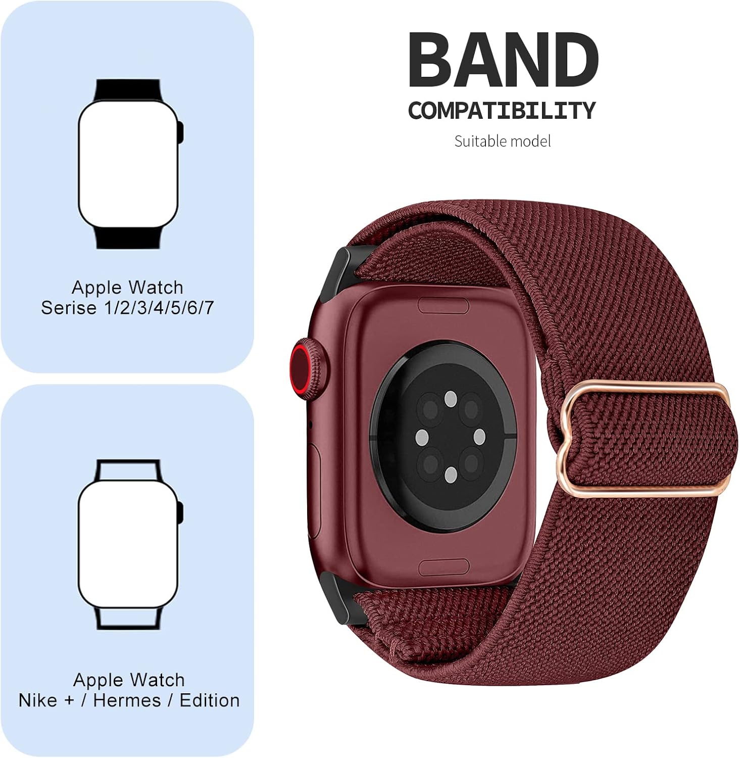Thumbnail 2 de Ecogbd Wide Elastic Replacement Strap for Apple Watch (38–49mm) | 3-Pack Nylon Wide Straps