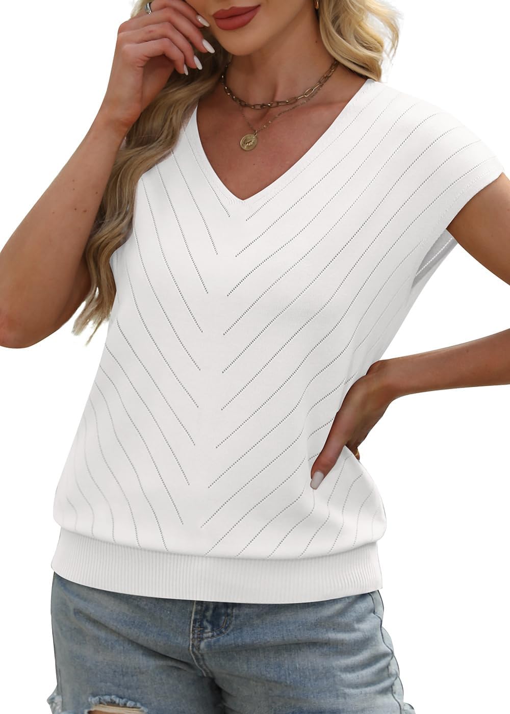Detalle de WIHOLL Short Sleeve Sweater V-Neck 2026