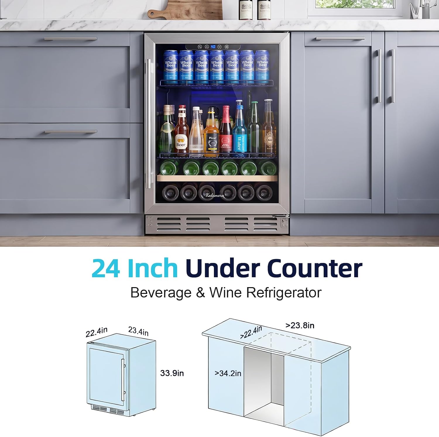 Detalle 2 de Kalamera KRC-46DZB-R_C3 24-Inch Beverage and Wine Cooler, 5.2 cu. ft.