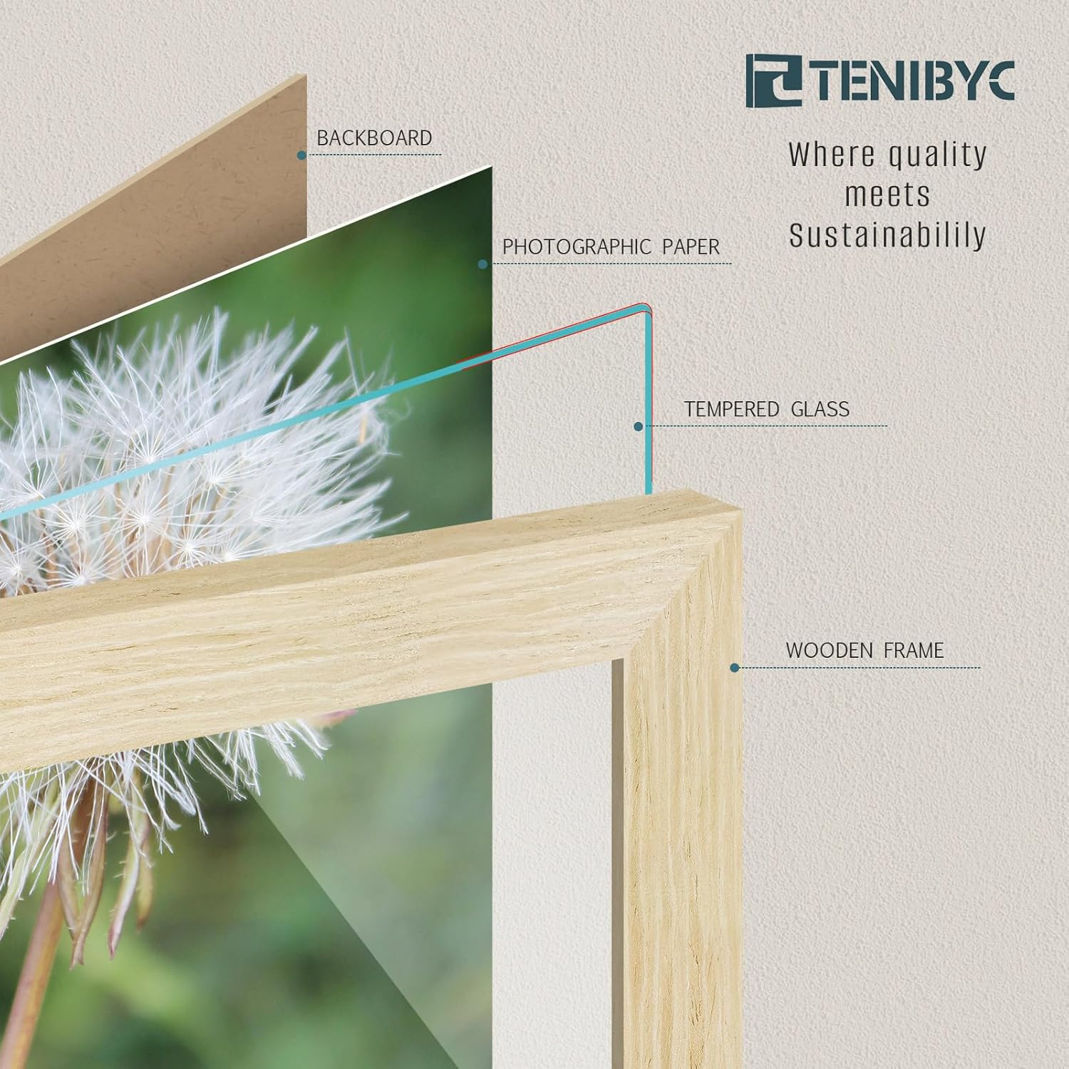 Detalle de TENIBYC 13x19 Picture Frames Set - 3 Pack in Natural Oak