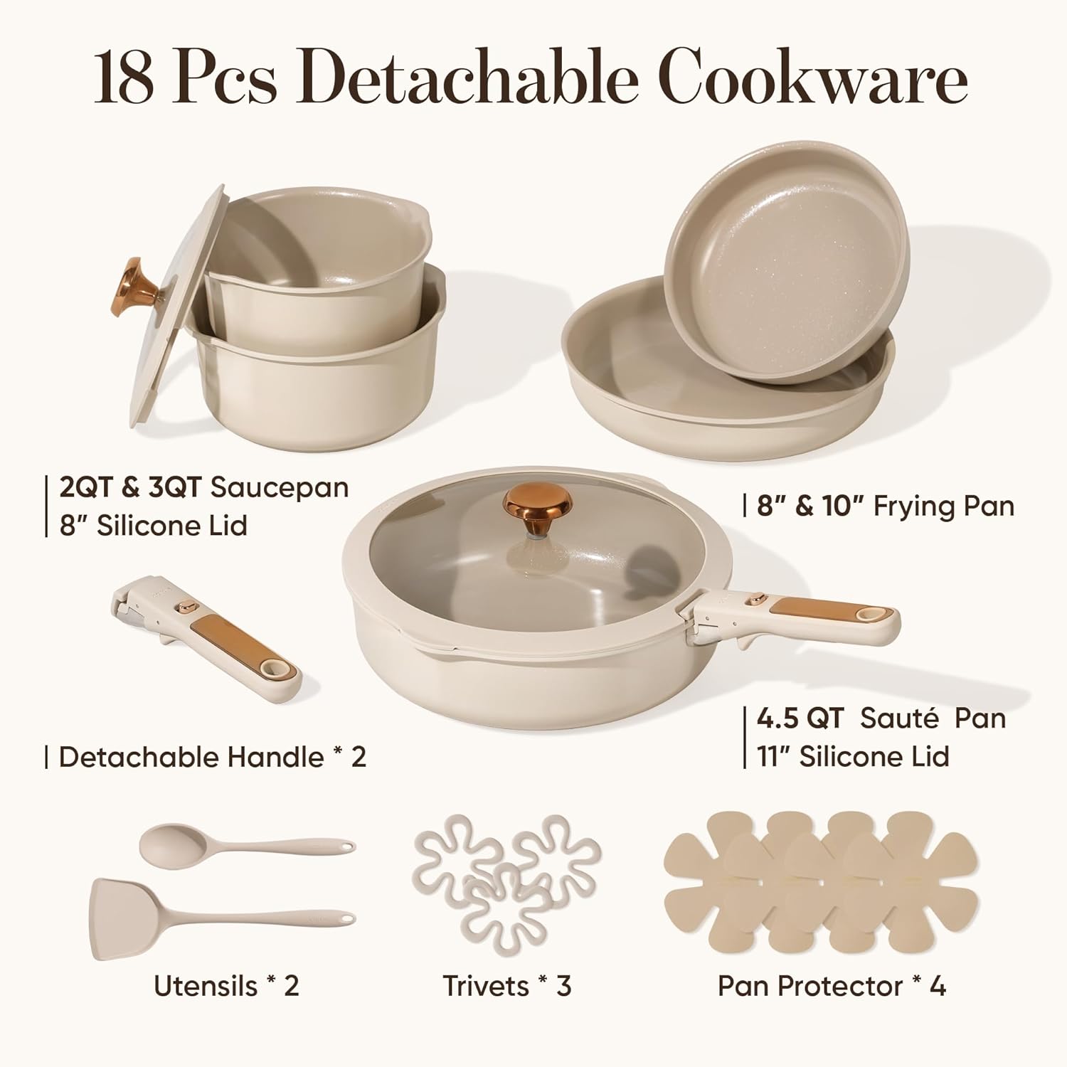 Thumbnail 2 de CAROTE 18Pcs Ceramic Cookware Set
