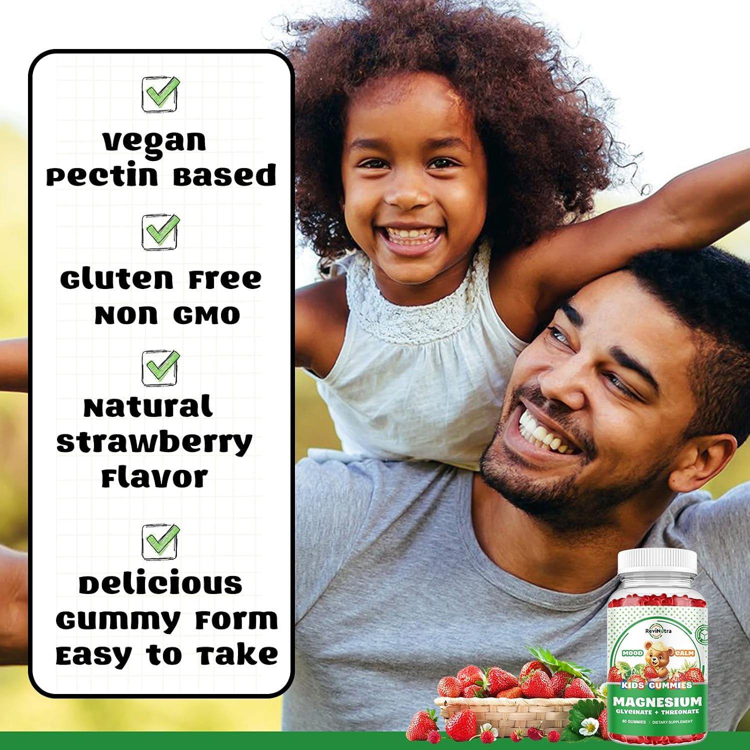 Detalle de ReviNutra Magnesium Gummies, Strawberry Flavor
