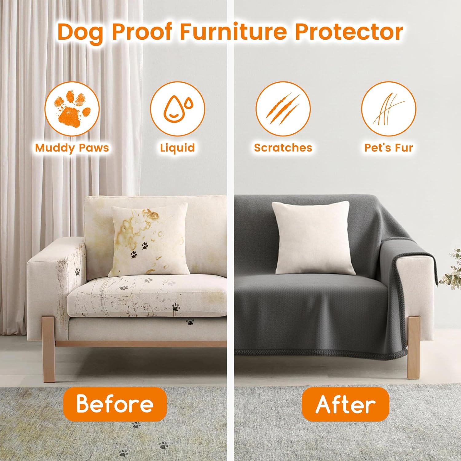 Thumbnail 2 de fireowl Dog Blanket Waterproof Washable – Ultra Soft Quick Dry Pet Throw, Extra Large 145x216cm (Grey)