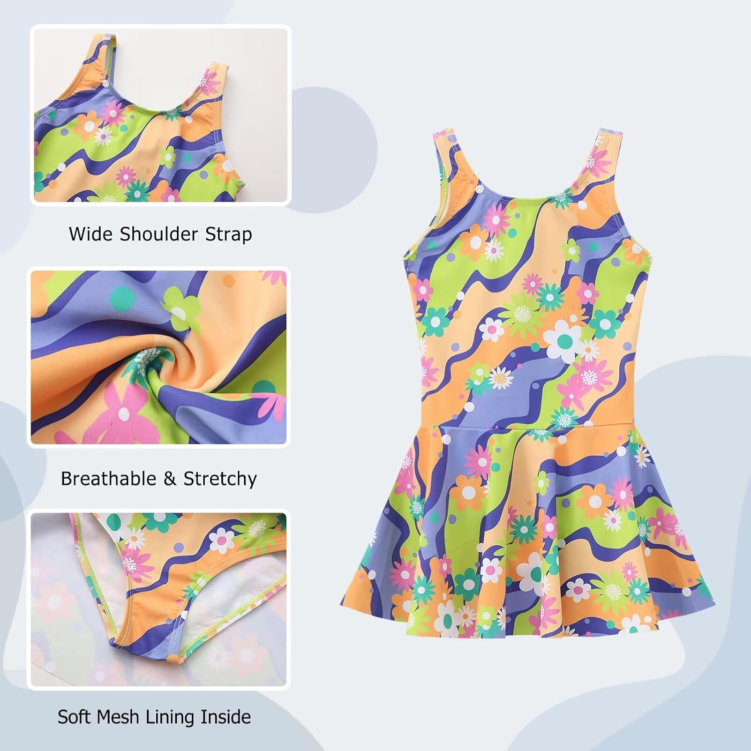 Thumbnail 2 de Aisyee Girls One Piece Swimming Costume – Practical, Colourful Swimsuit for Ages 5–16