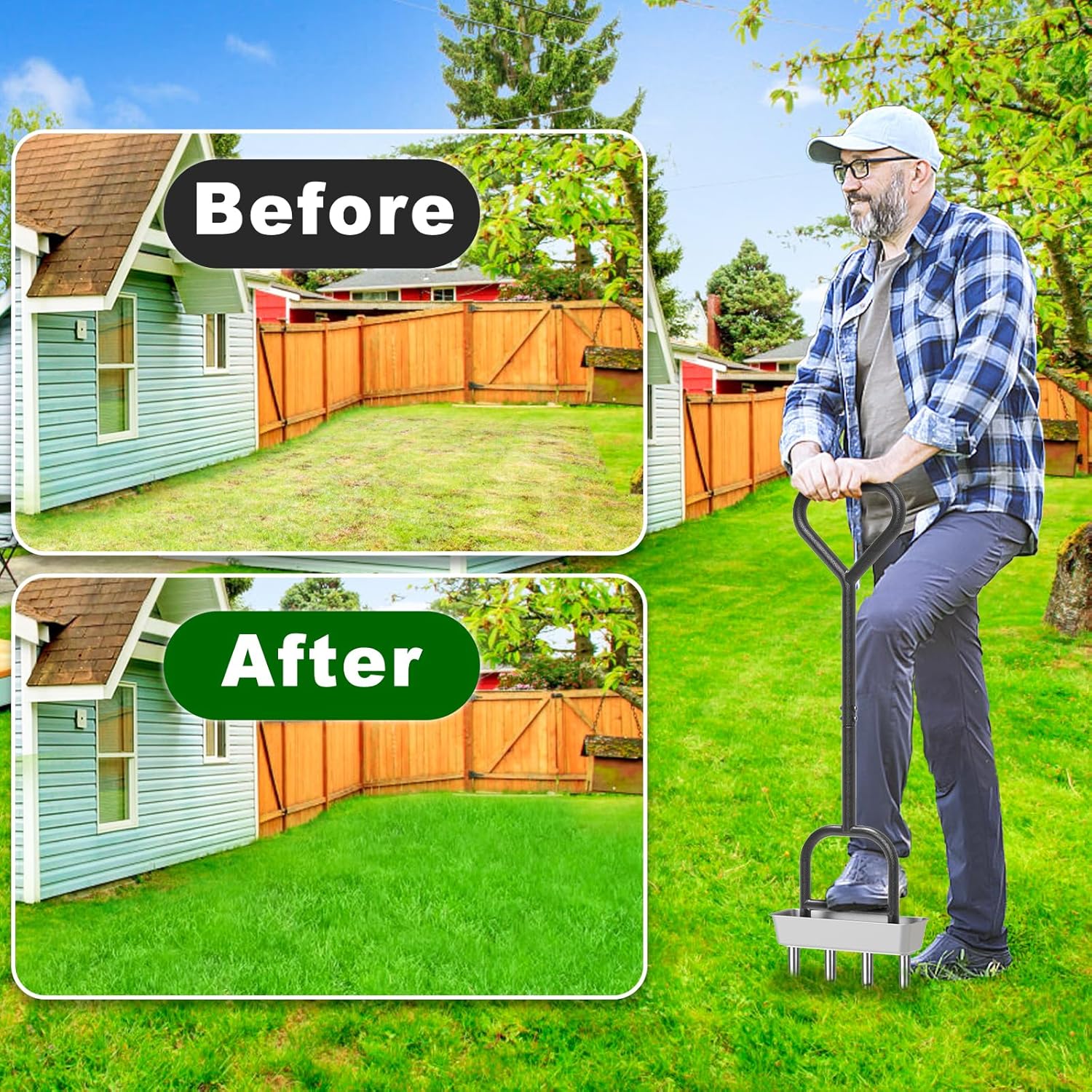 Thumbnail 6 de Dolibest Lawn Core Aerator with Hollow Tines and 4-Prong Triangle Handle