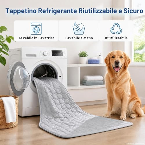 Thumbnail 5 de BASVII Tappetino Refrigerante Cane e Gatto 100x70 cm – Cuccia Lavabile, uso estivo e in auto