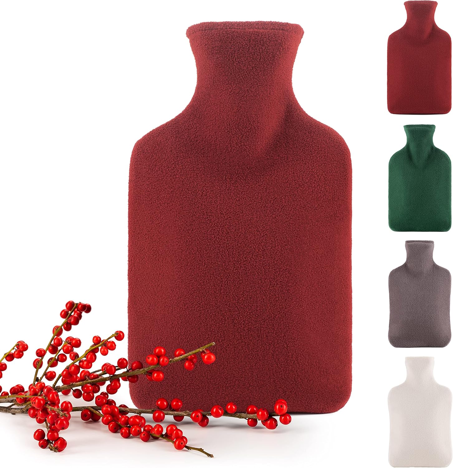 Detalle de Blumtal Bouillotte Eau Chaude en Caoutchouc avec Housse Amovible Polaire – 1,5 L, rouge