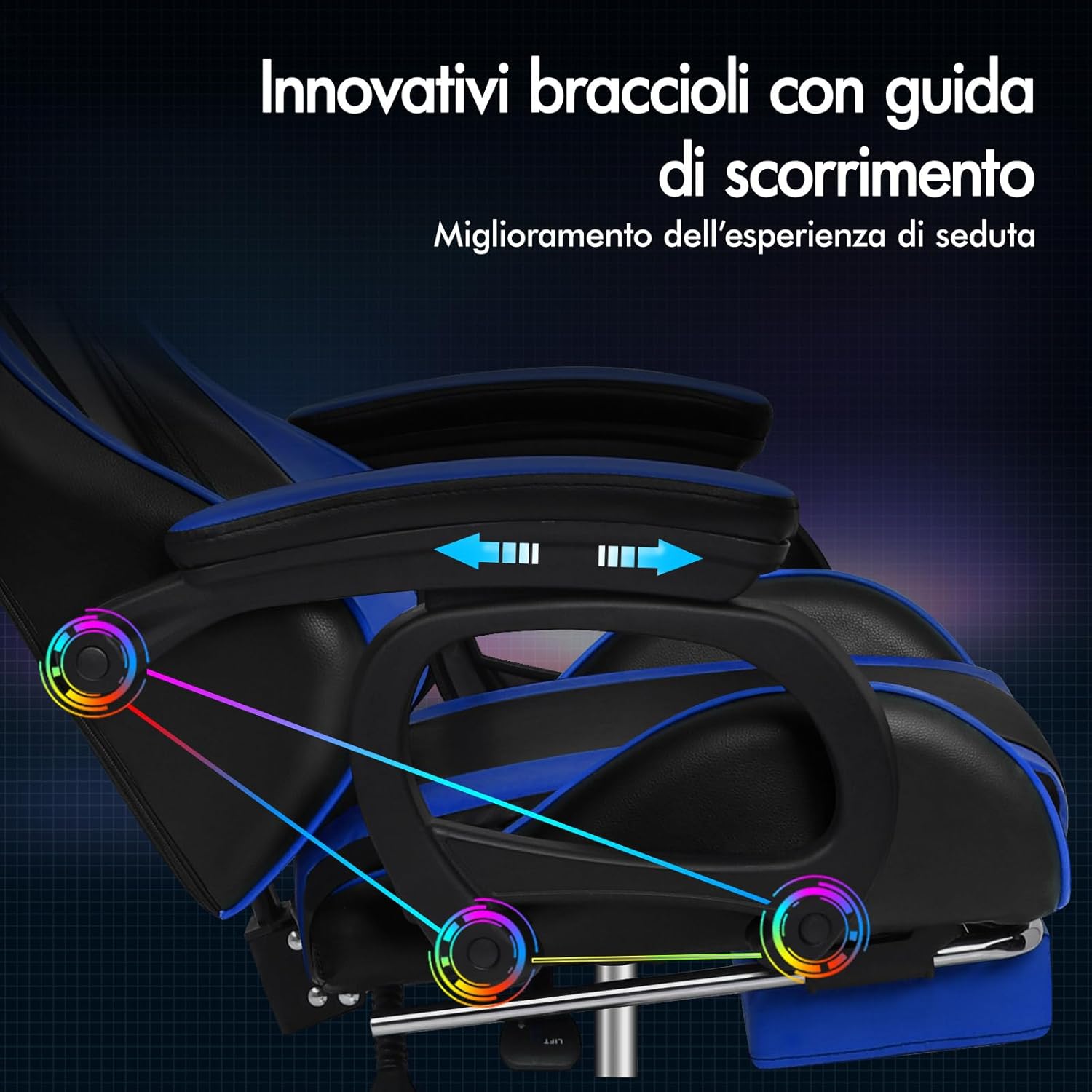 Detalle de ALFORDSON Sedia da Gaming Massaggiante con Poggiapiedi Telescopico: Ergonomia, massaggio e stile per sessioni prolungate