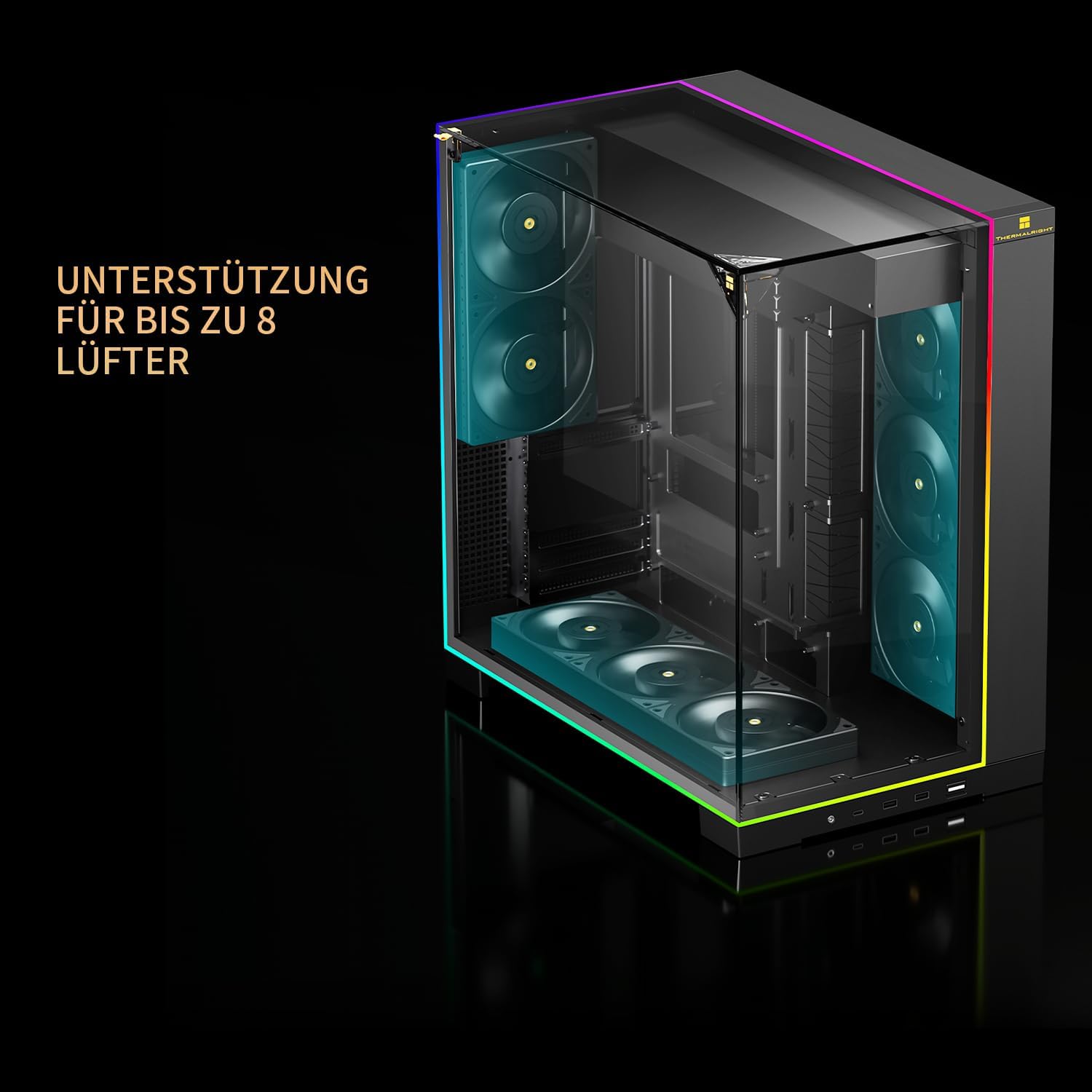 Detalle de Thermalright A70 VISION Full Tower PC Case with 9.16-inch Display and Mesh Ventilation