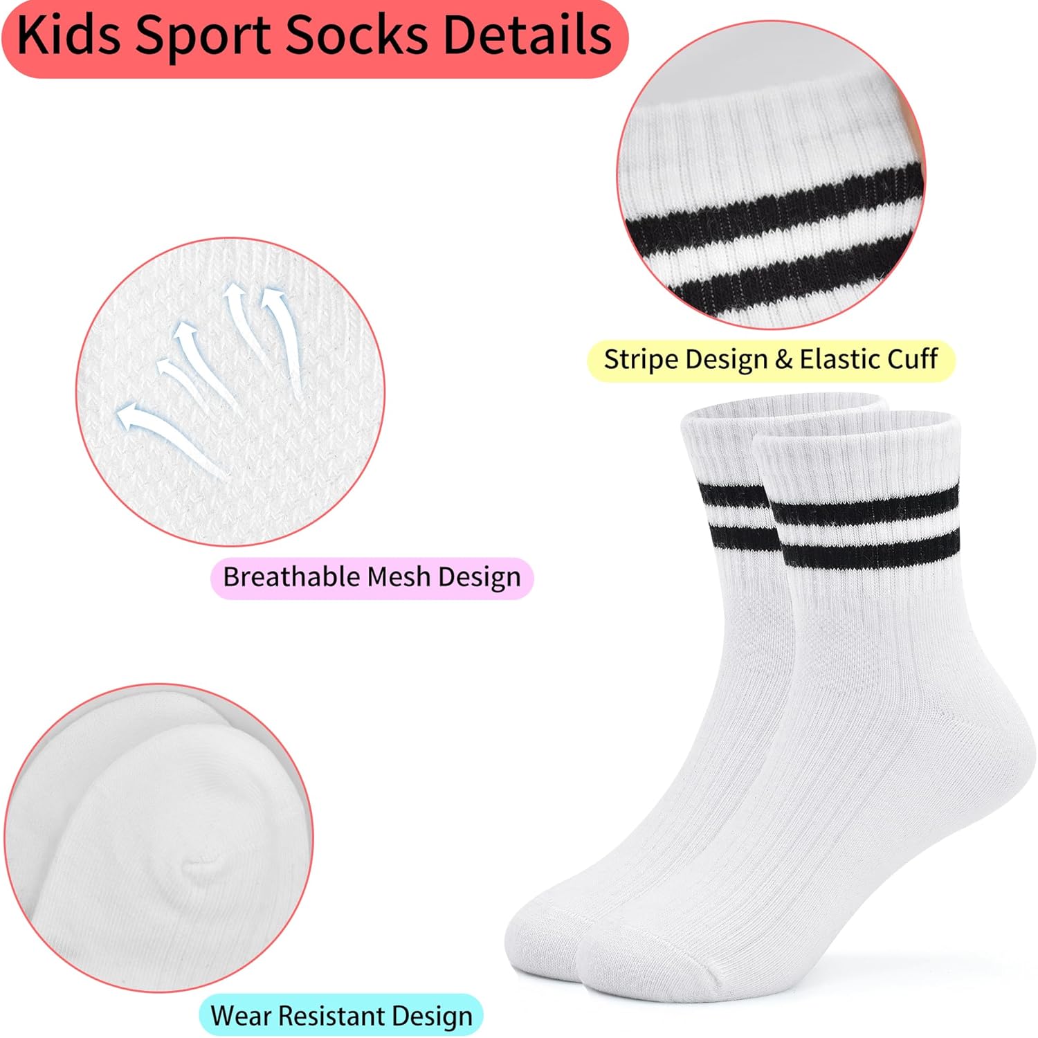 Detalle 2 de Kids sports socks 6 pairs cotton