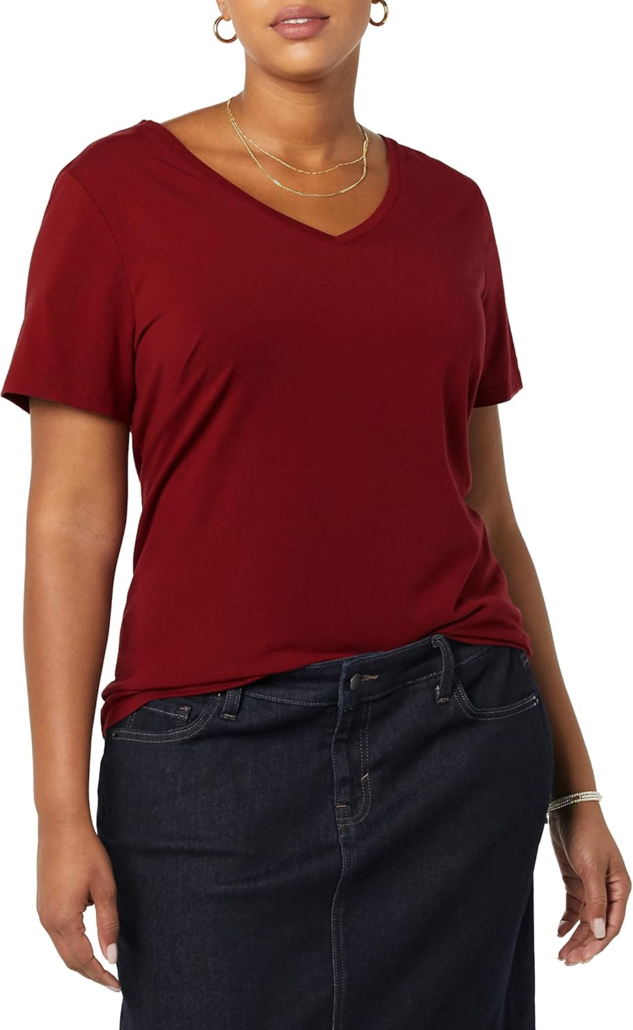 Thumbnail 4 de Amazon Essentials Women’s Plus Size Short-Sleeve V-Neck T-Shirt (Multipacks) – classic cotton-modal comfort