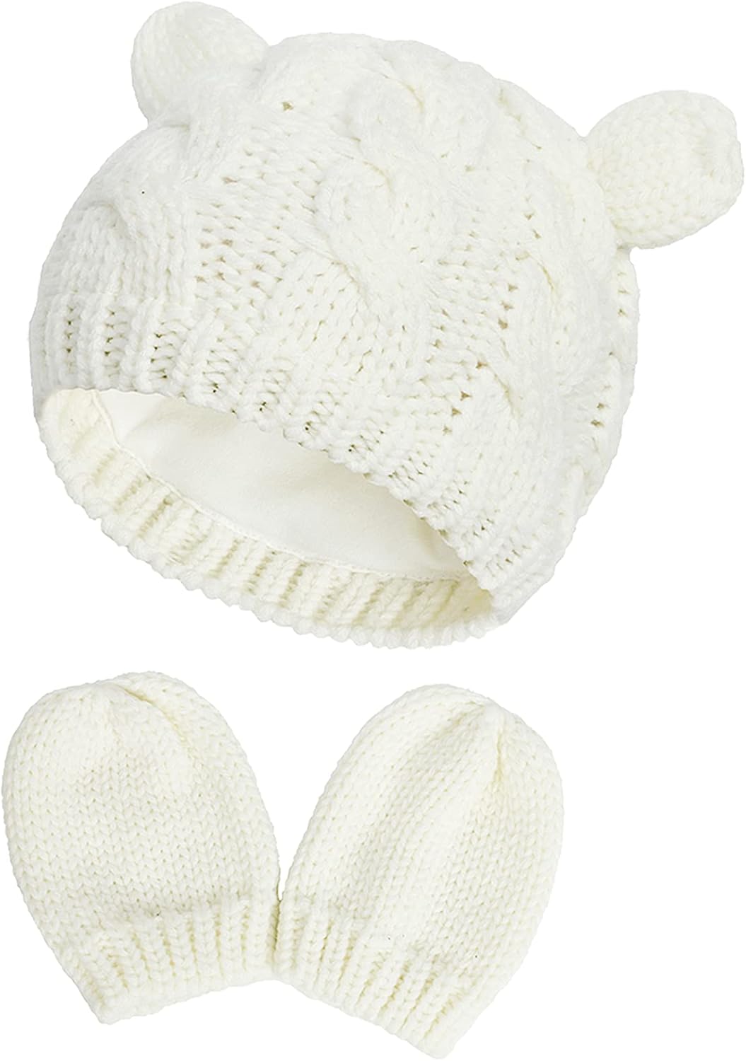 Thumbnail 6 de Malaxlx newborn to toddler winter beanie hat & mittens set (acrylic knit) for babies up to 18 months