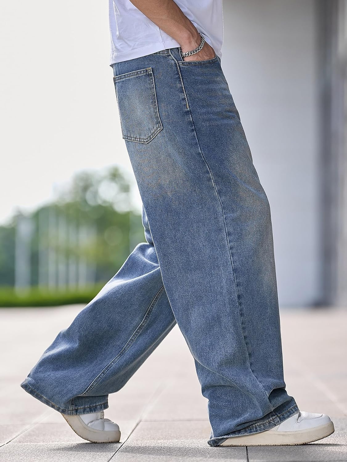 Detalle de Zewool Herren Baggy Hip Hop Jeans – Weite Beinform Streetwear, Lässige Passform