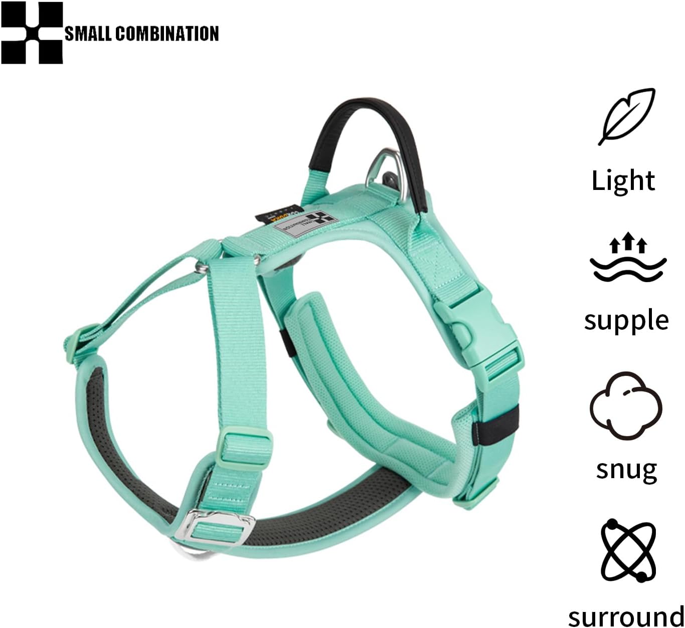 Detalle de Small Combination Small Combination dog harness (no-pull) – adjustable vest with durable handle in aqua green (XS)