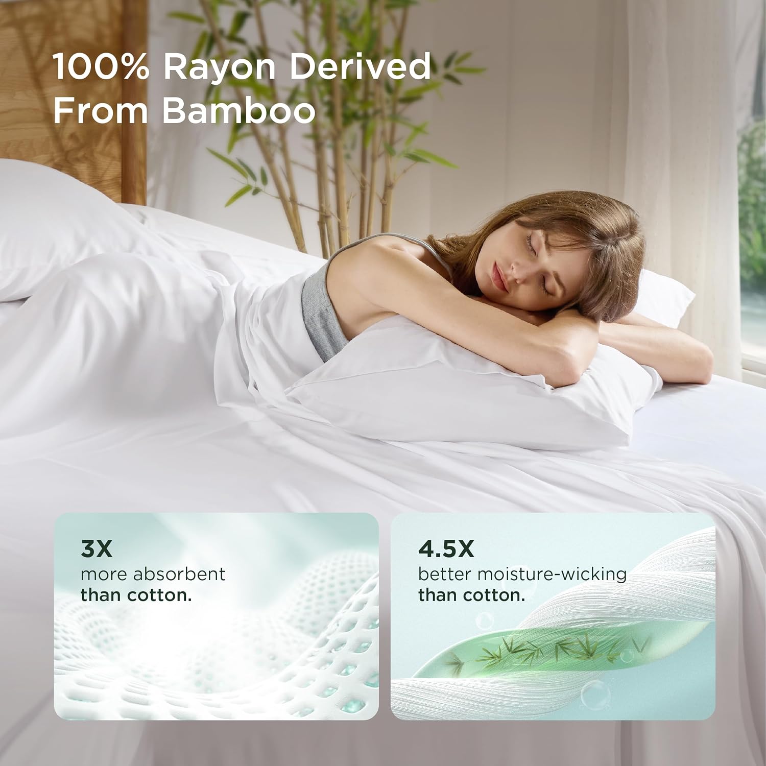 Detalle 2 de Bedsure TDREW00461 King Pillowcases, 100% Bamboo-Derived Rayon, 2-Pack