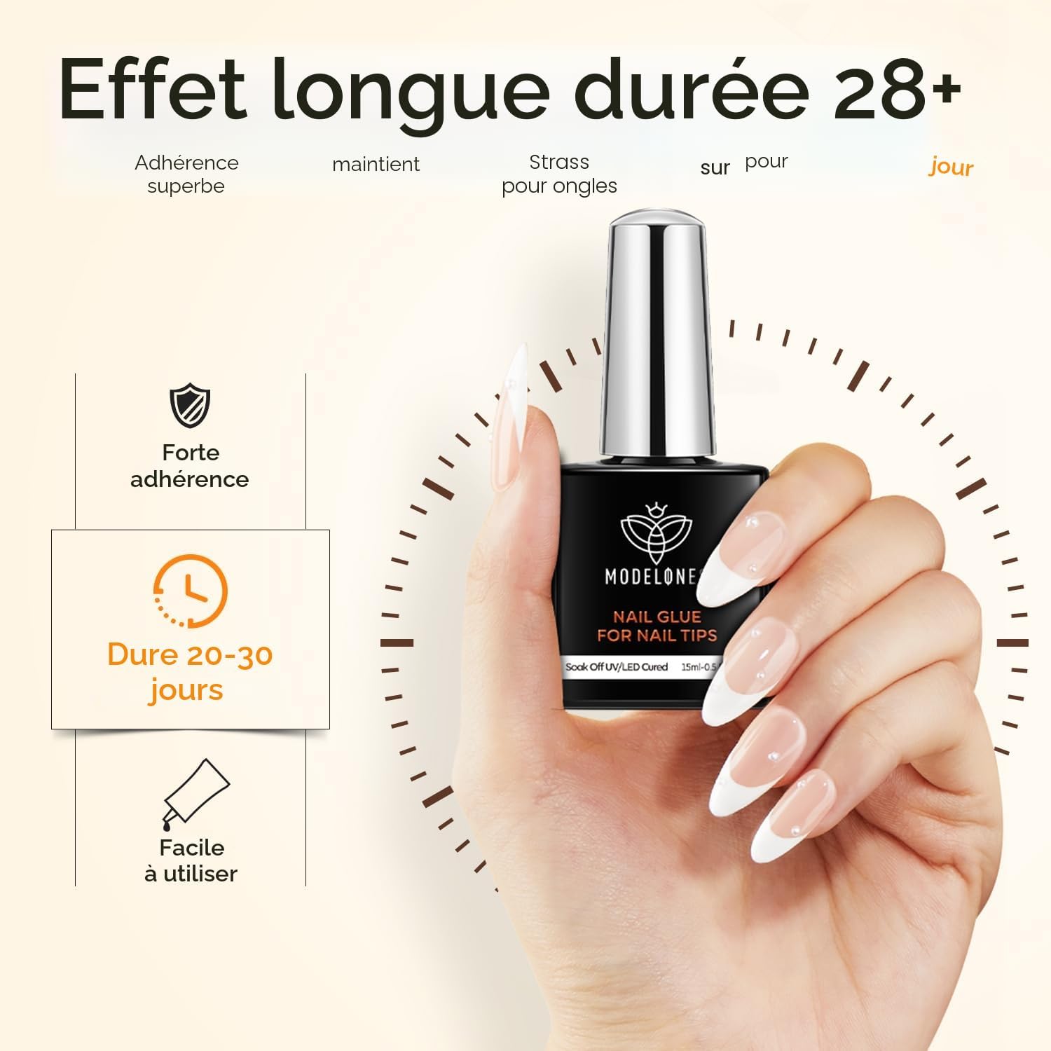 Detalle de Modelones Colle pour faux ongles – Gel d’extension polyvalent 15 ml