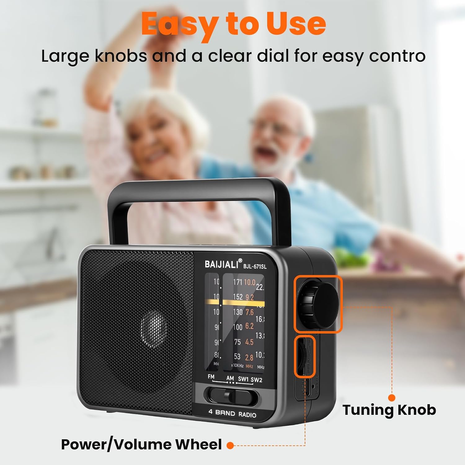 Detalle 1 de BAIJIALI BJL-671SL Portable Radio with AM/FM/SW, Solar Charging and USB-C
