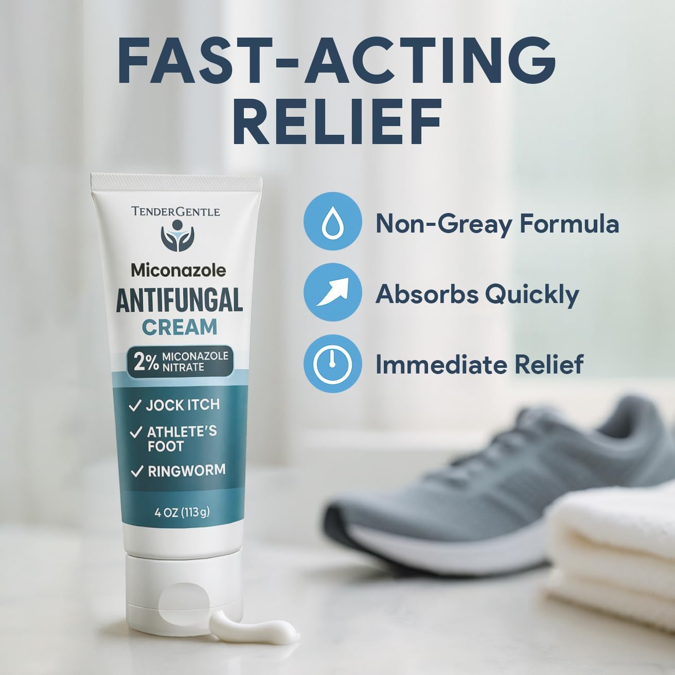 Detalle 1 de TenderGentle Miconazole Antifungal Cream, 2% Miconazole Nitrate, 4 oz