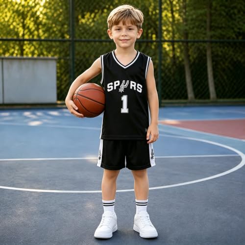 Detalle de FUTERLY Maillot Basket Enfant 2 Pièces Ensemble et Short Noir – XXL/8–10