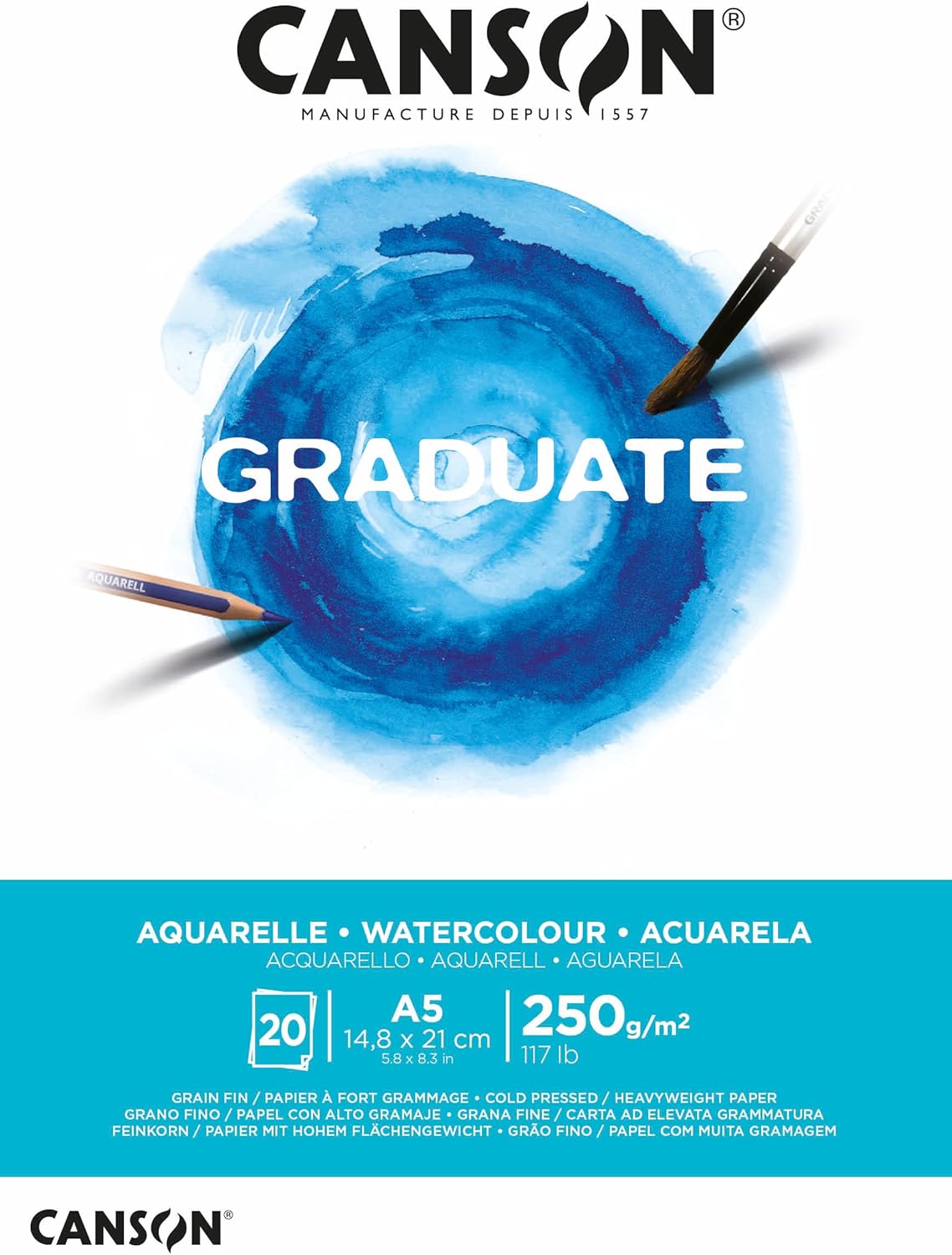 Thumbnail 5 de CANSON Graduate Aquarelle — Bloc A3 de 20 feuilles, papier blanc sans acide (250 g/m²)
