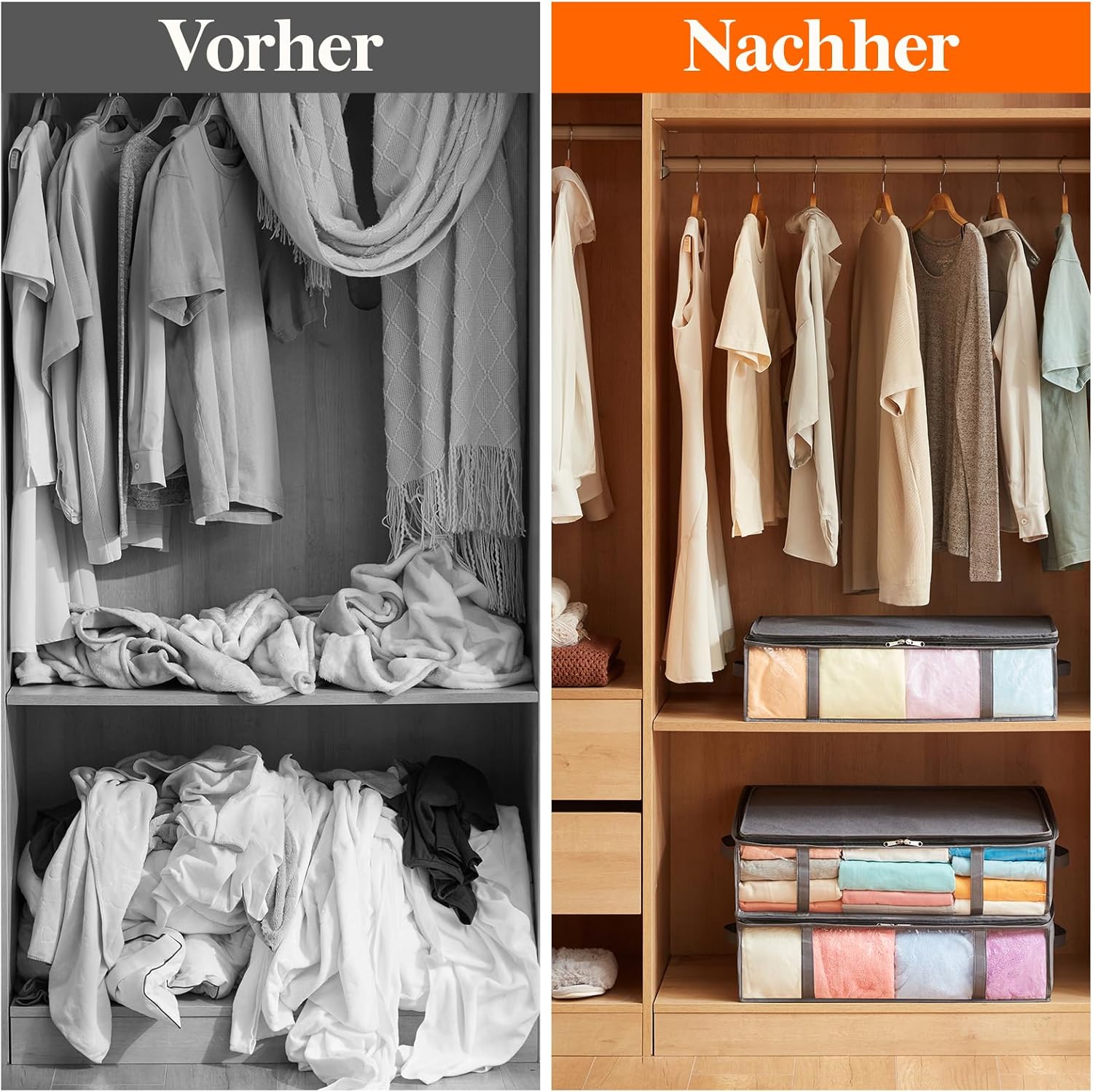 Thumbnail 6 de Lifewit 4 Stück 40L Unterbett Aufbewahrungsboxen – faltbar, mit Deckel und Fenster