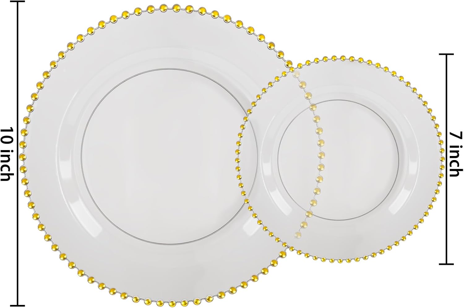 Thumbnail 1 de EI 60pcs Clear Black and Gold Plastic Plates: Heavy-Duty 10" Dinner & 7" Dessert Set