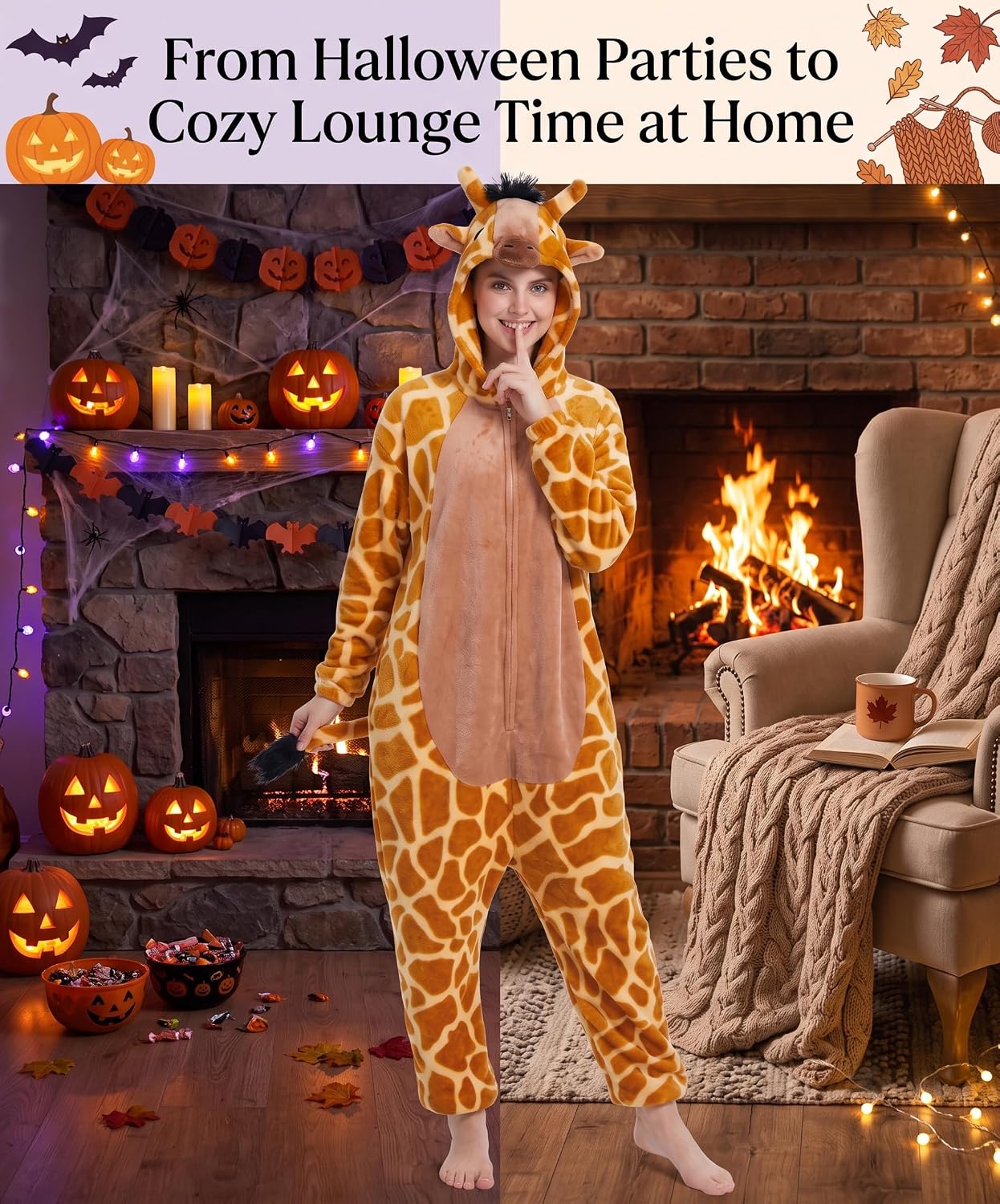 Detalle 2 de Hundredmore Adult Animal Onesie Pajamas with Zip Front and Pockets