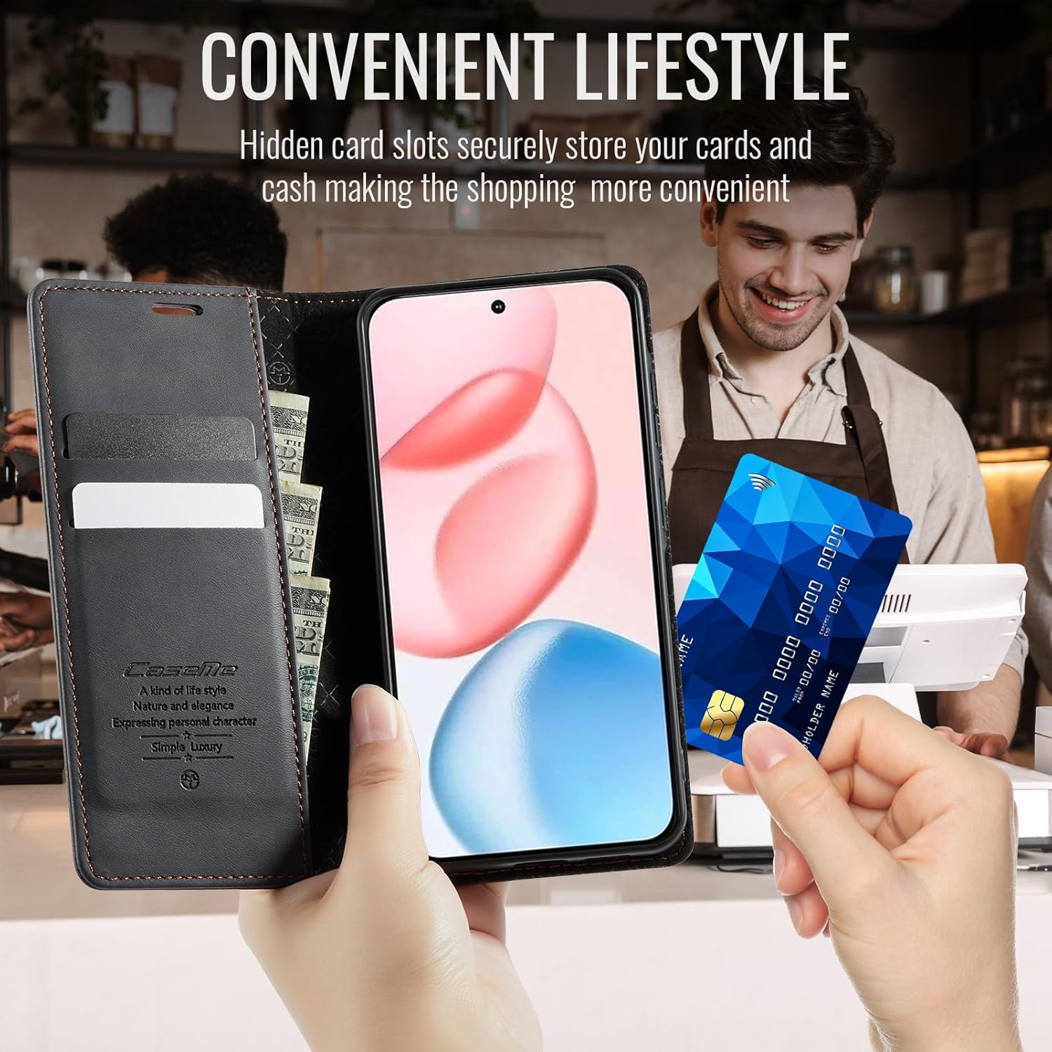 Thumbnail 4 de owlhold Honor 400 5G Klapphülle mit Standfunktion, RFID-Schutz und Kartenfächern (Schwarz)