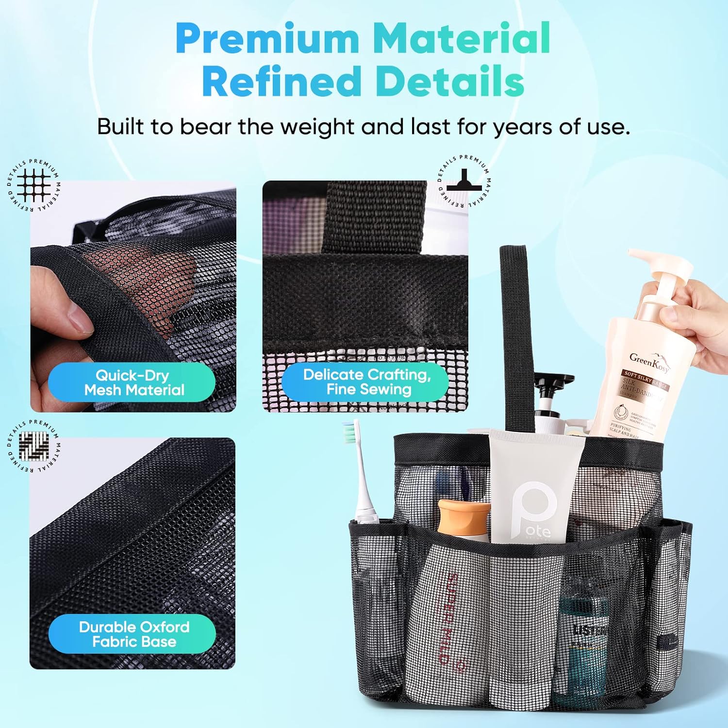 Detalle de EUDELE Mesh Shower Caddy Portable for College Dorm Essentials
