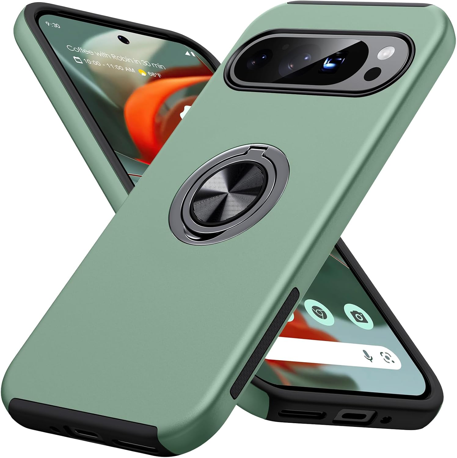 Detalle de AOUIA 360° Spin Stand Case for Google Pixel 9 (Alpine Green) — Slim, Drop-Proof Protection