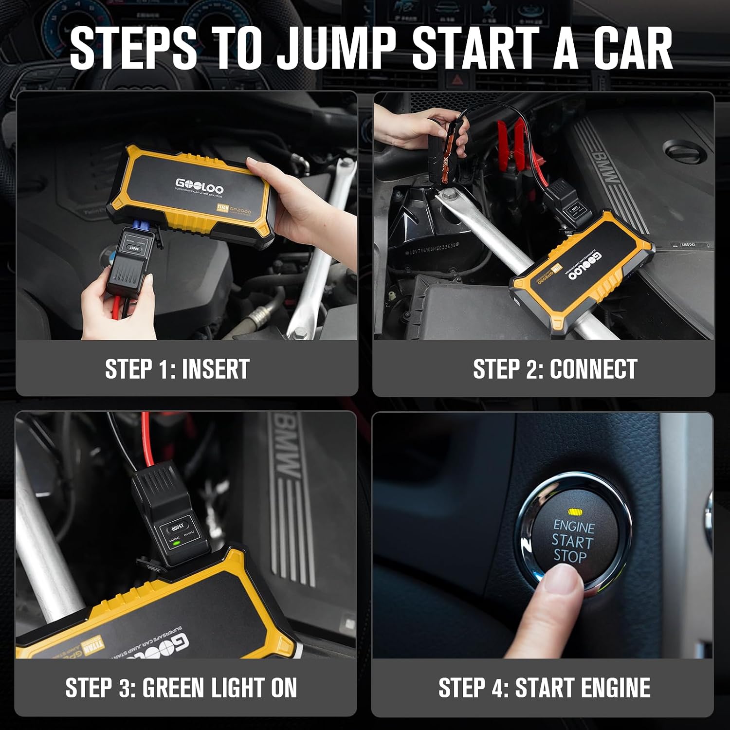 Thumbnail 6 de GOOLOO GP2000-2000A Portable Car Jump Starter with USB Outputs and LED Light