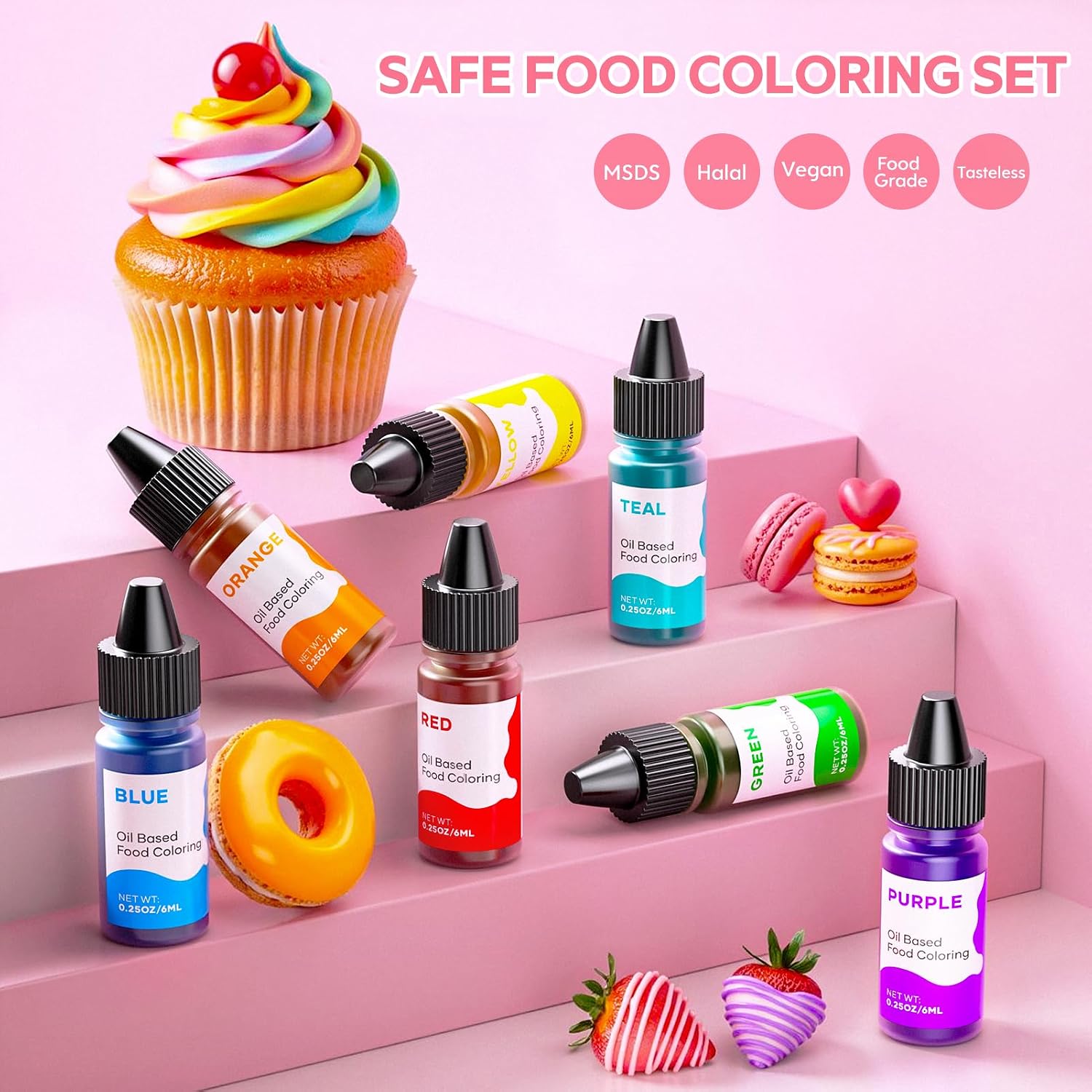 Thumbnail 6 de Cherrysea Oil-Based Food Coloring Set for Chocolate, 7 Colors, 6 ml Bottles