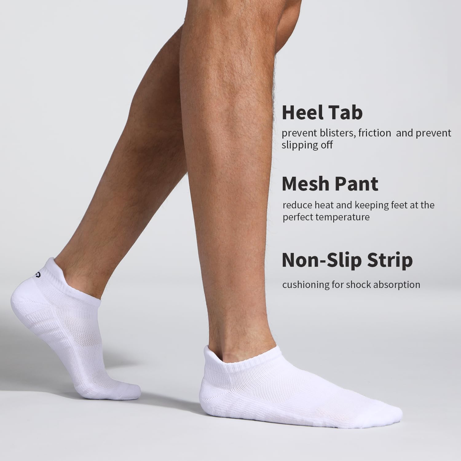 Detalle 2 de Lapulas Athletic Ankle Socks, Low Cut Cushioned Anti-Blister Running Socks (White, L)