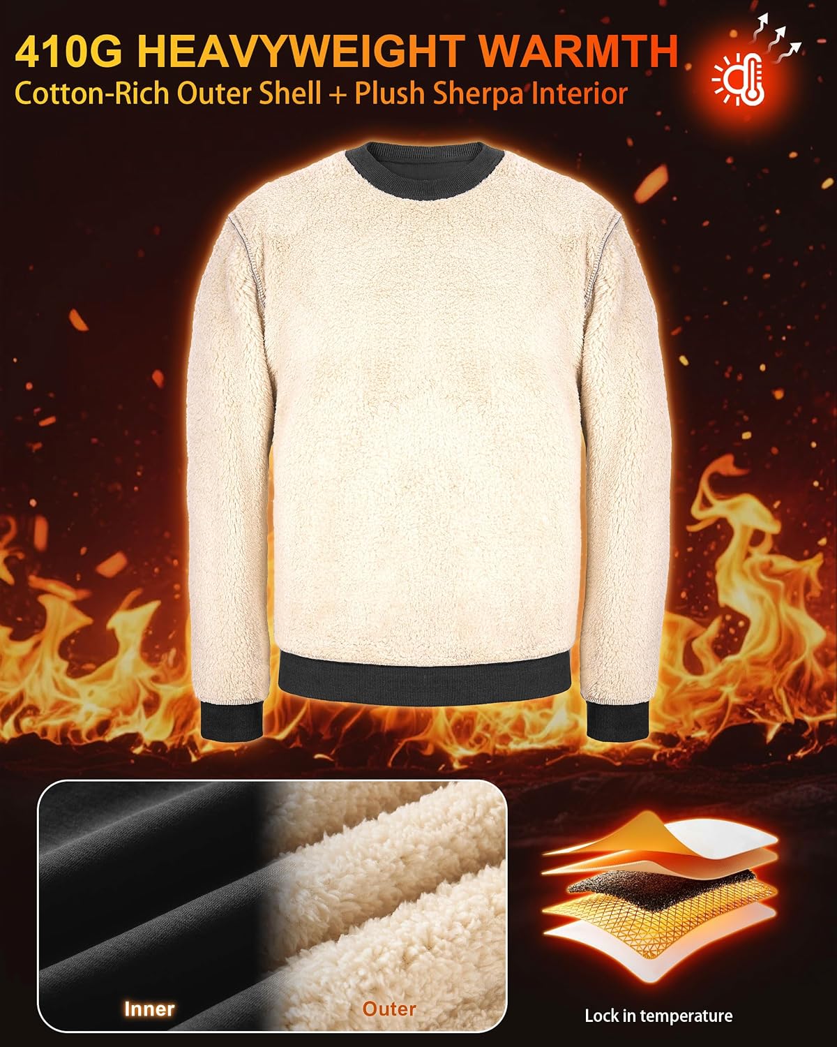 Detalle de Roadbox Men's Sherpa-Lined Sweatshirt