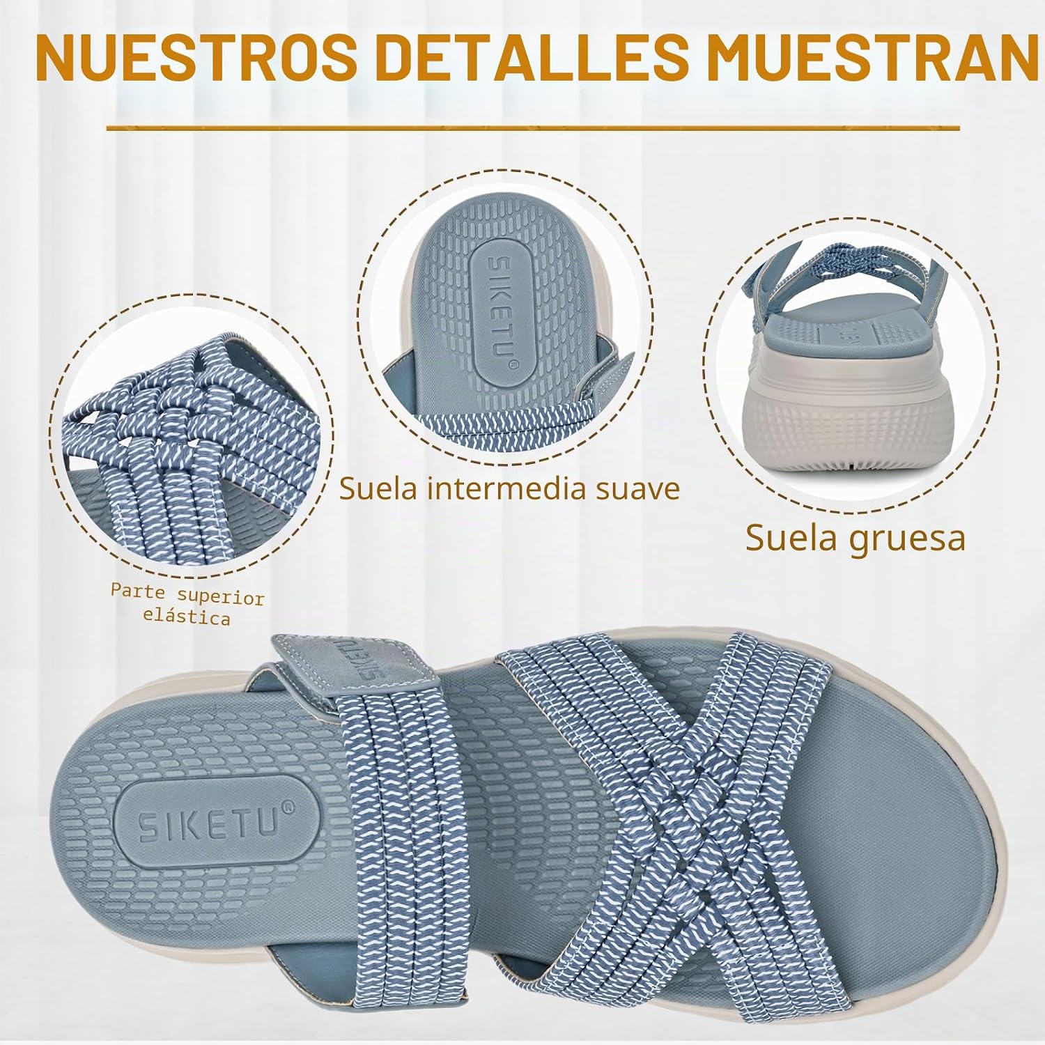 Thumbnail 6 de ZDQ Sandalias para Mujer Verano Ortopédicas con Punta Abierta Azul 38