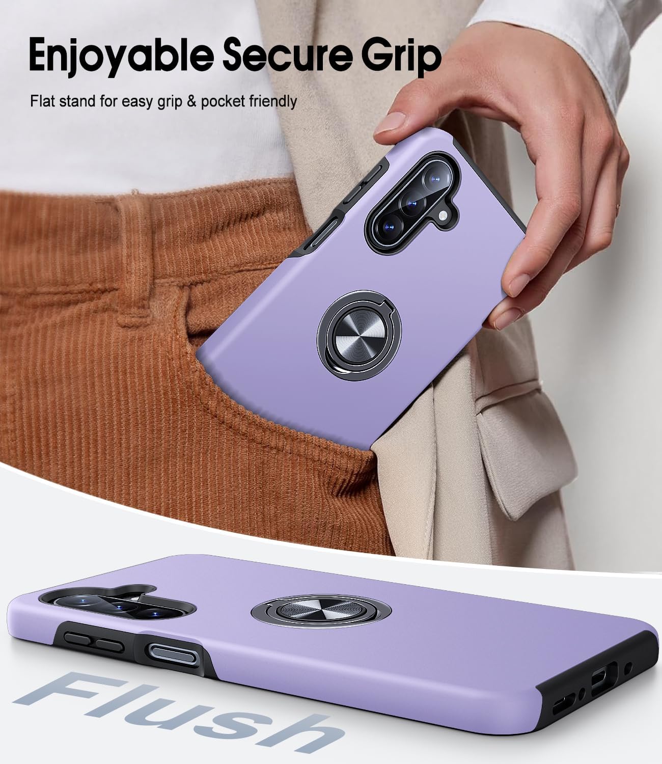 Thumbnail 6 de AOUIA Galaxy A17 Case (Purple) with 2-Pack Screen Protectors and 360° Ring Stand