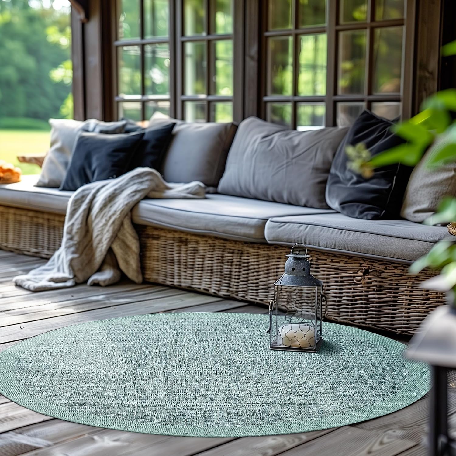 Thumbnail 6 de SIMPEX Outdoor Teppich 240 x 340 cm – Wetterfestes Flachgewebe mit Sisal-Look, Grau