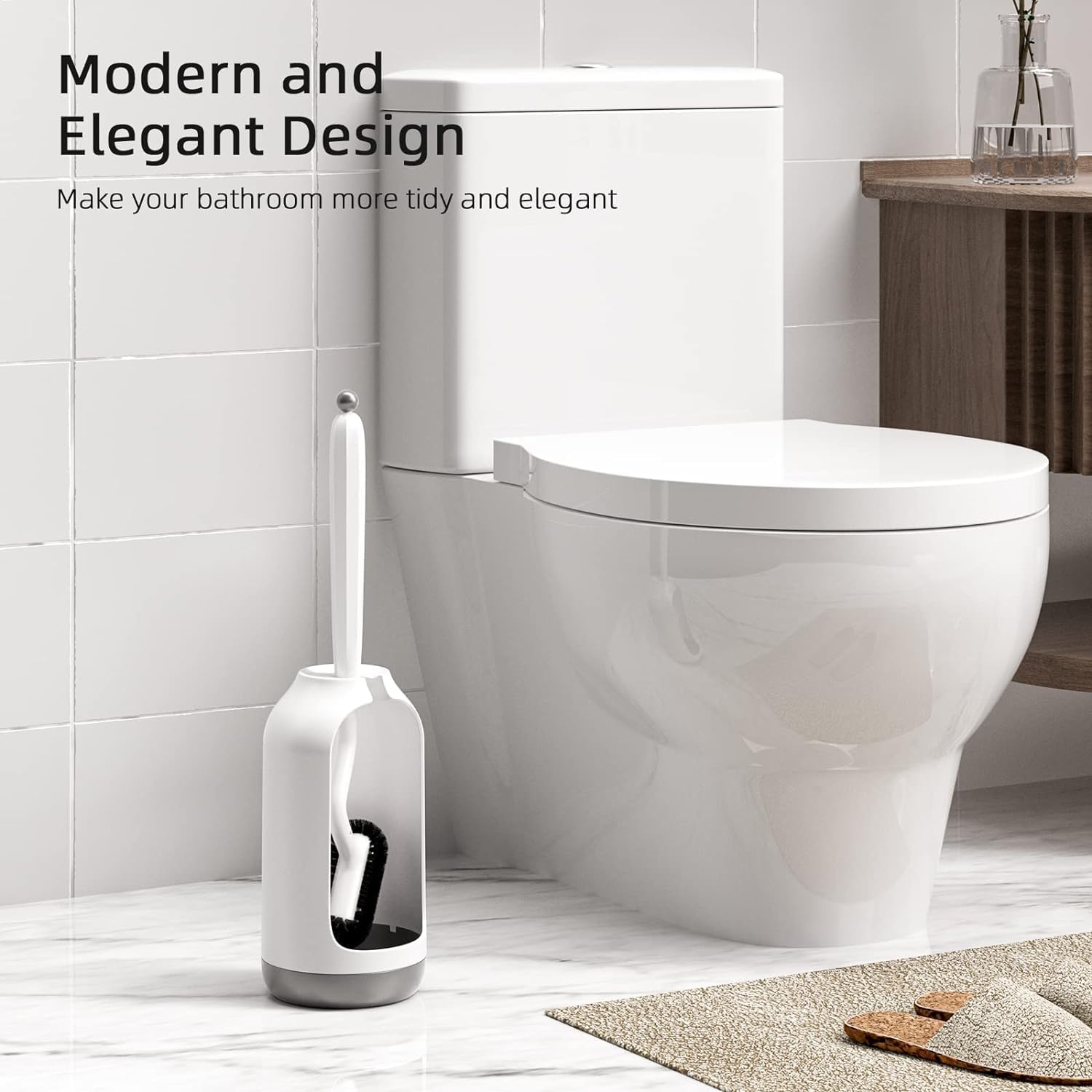 Detalle 2 de HAMITOR Curved Toilet Bowl Brush Set with S-Shaped Under-Rim Head