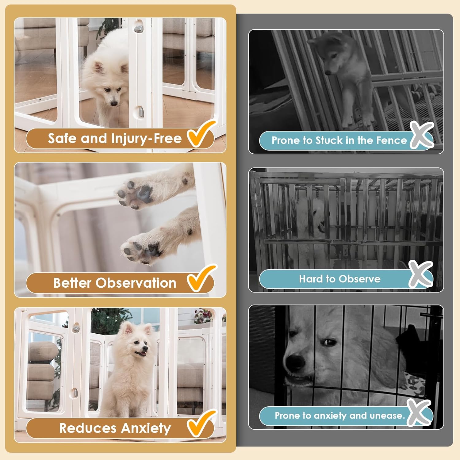 Thumbnail 4 de Acrylic Dog Playpen (60cm high) – Transparent Pet Pen with Door, 10 Panels