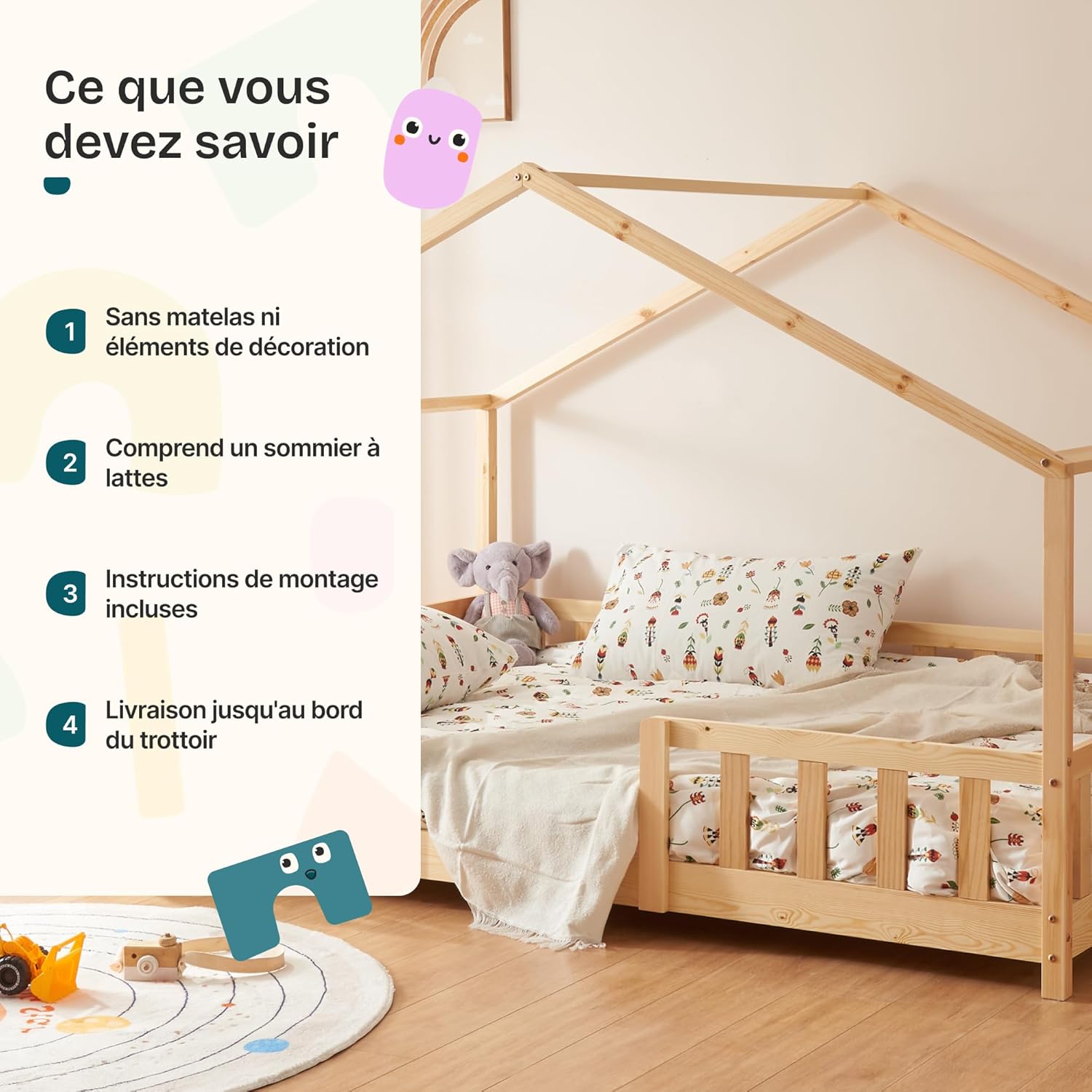 Thumbnail 6 de [en.casa] Lit enfant 160 x 80 cm