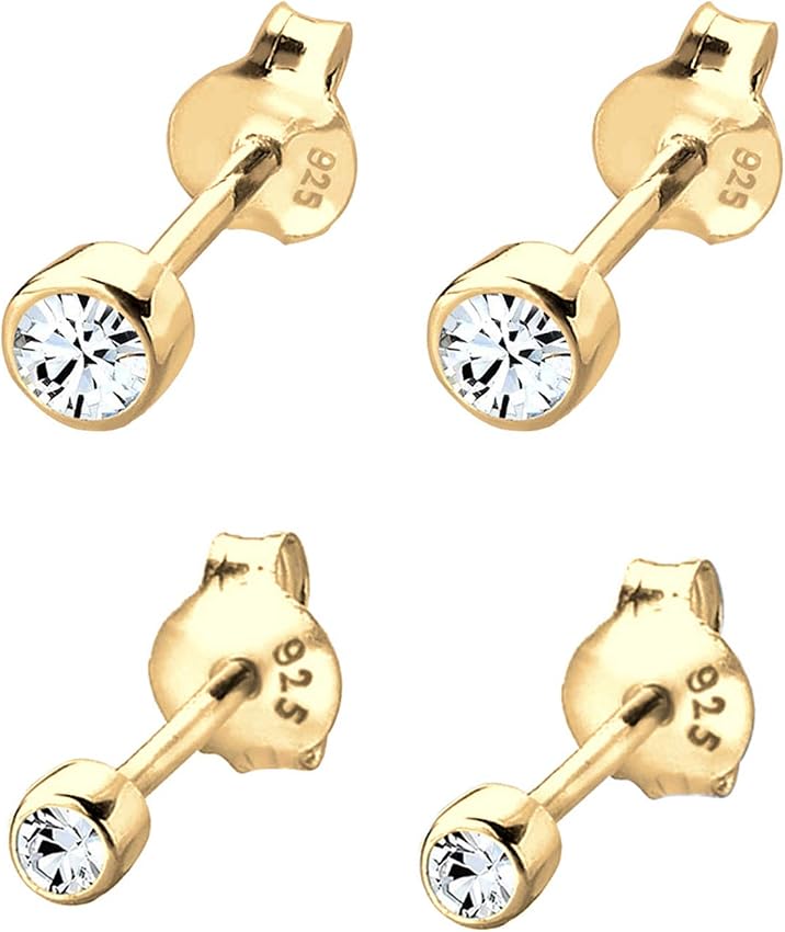 Thumbnail 2 de Elli Pendientes de botón en plata 925 con cristal 💎