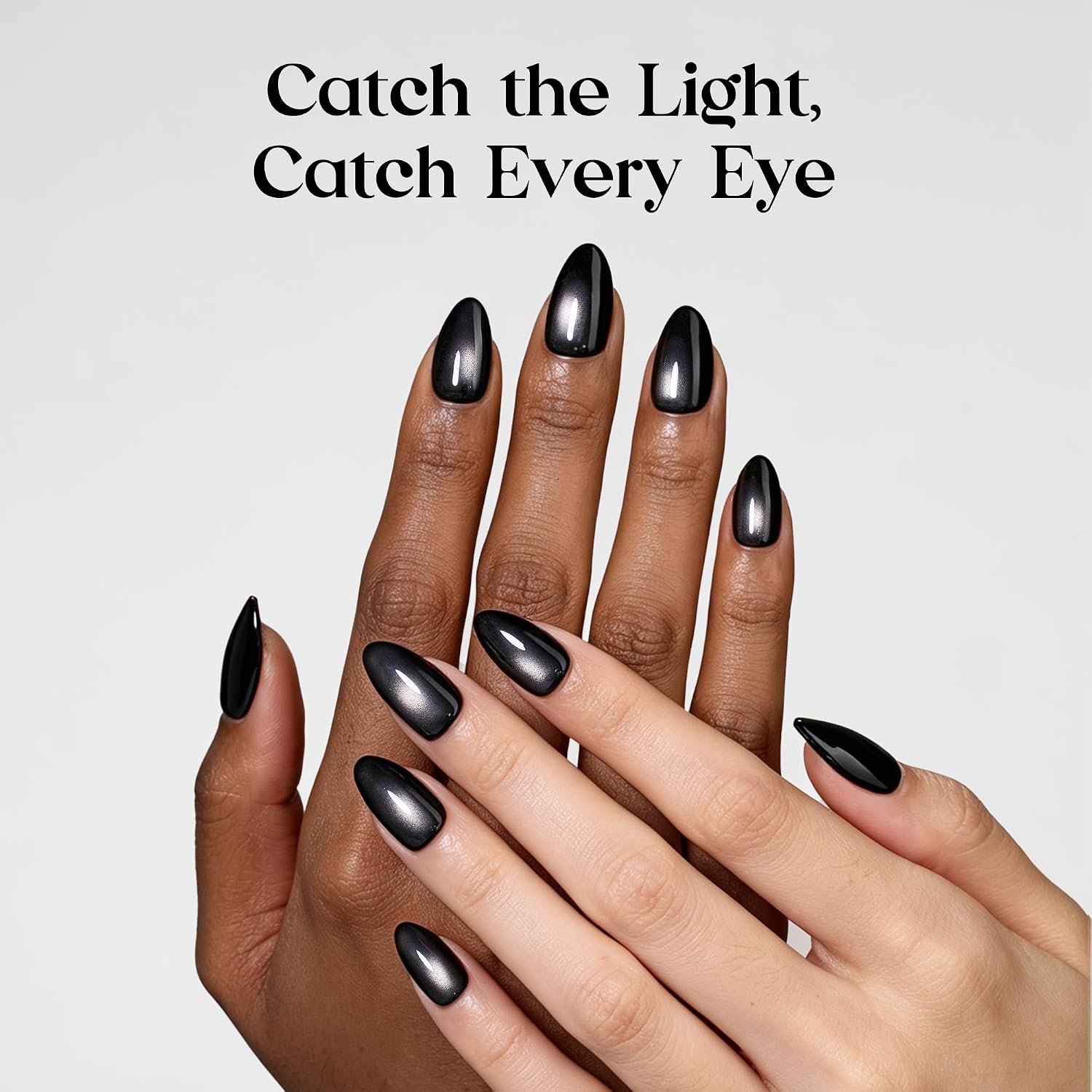 Detalle 1 de Beetles Enchanted Aurora Cat Eye Press On Nails (Gel Polish) — Medium Almond, 7 Colors, 16 Sizes, 224 Pieces