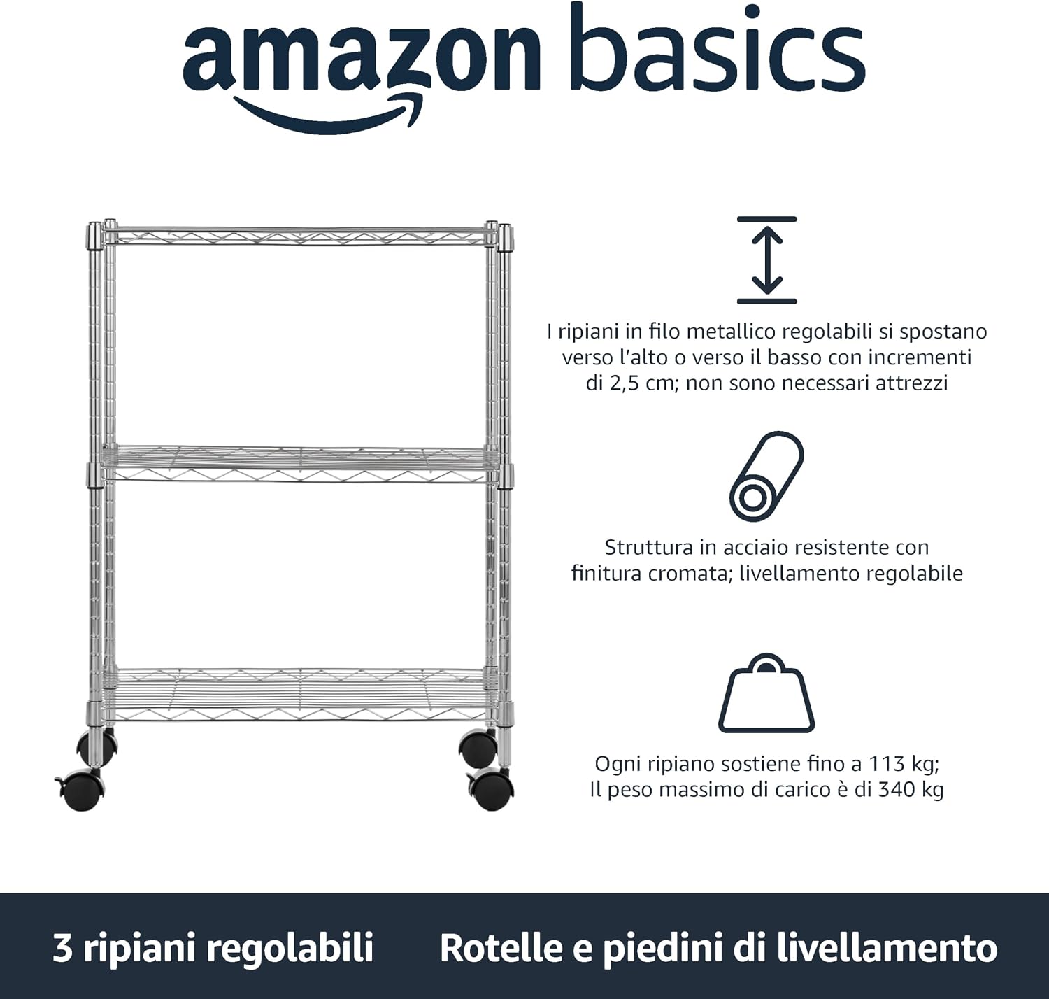 Detalle 2 de Amazon Basics Scaffaliera 83,2 cm