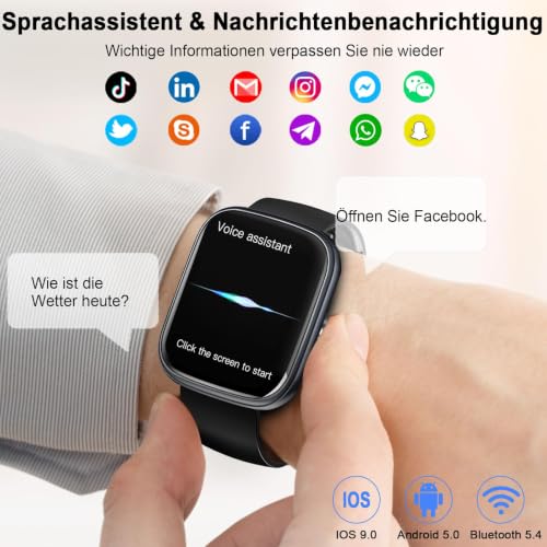 Detalle de Montre Connectée Motast Homme/Femme avec Appel Bluetooth et Suivi Santé 1,91" HD