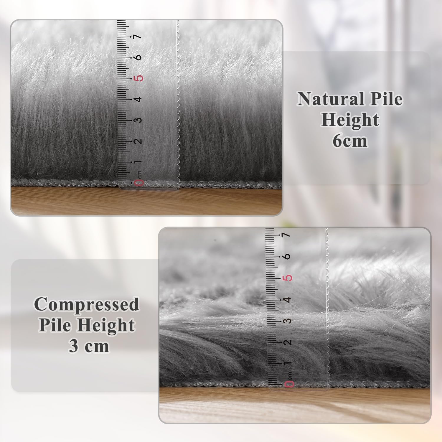 Thumbnail 4 de ORINOVA Tapis gris en fausse fourrure 60x90 cm (shaggy doux) pour chambre