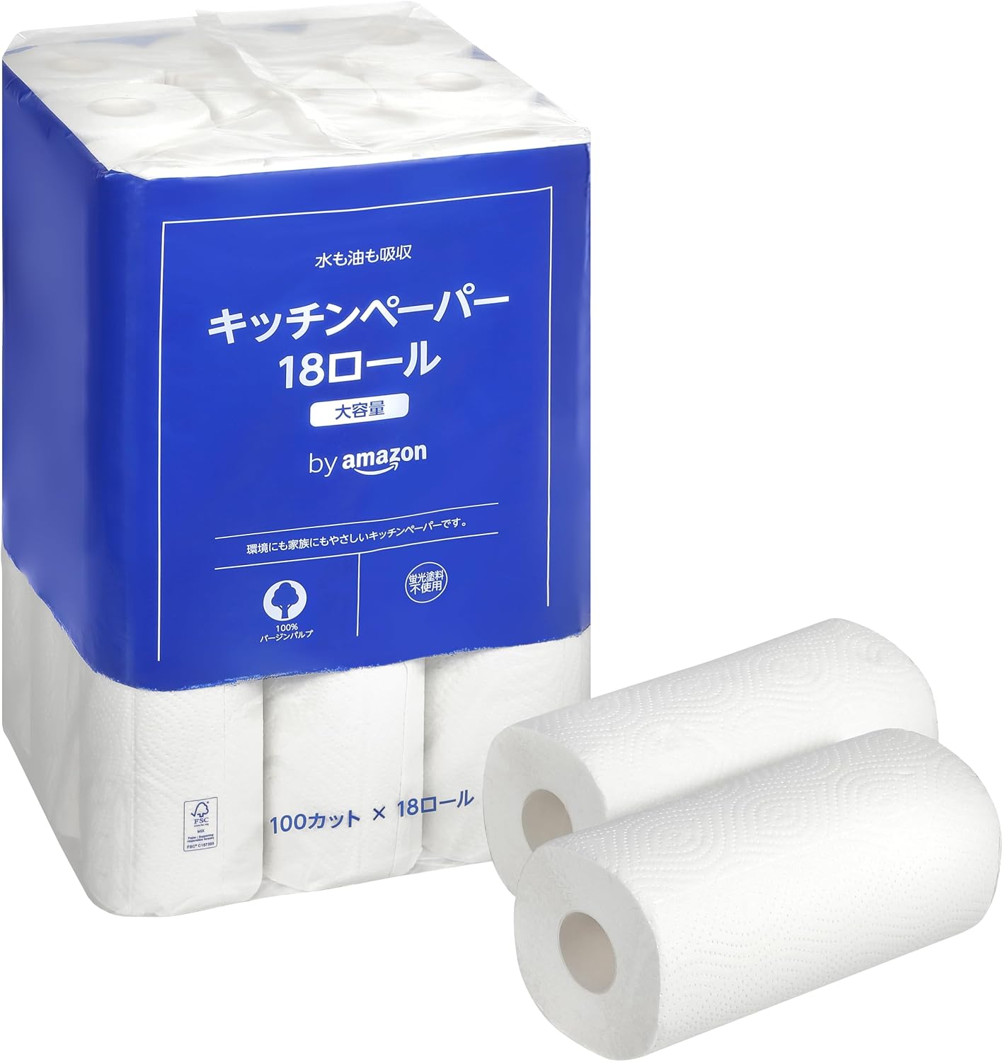 Detalle de by Amazon BAKP18R キッチンペーパー 18ロール FSC認証紙・エンボス加工